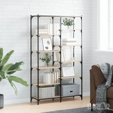 vidaXL Етажерка дъб сонома 100x32x170 см инженерно дърво и желязо, снимка 2 - Етажерки - 56148122