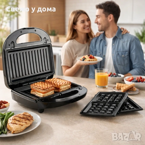 Уред за сандвичи и гофрети 2в1 Muhler MH-899D, грил плочa/ белгийска гофрета, снимка 14 - Гофретници - 54217317