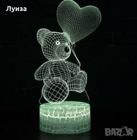 Уникално 3D LED светещо мече-7 цвята!, снимка 6 - Декорация за дома - 30273956