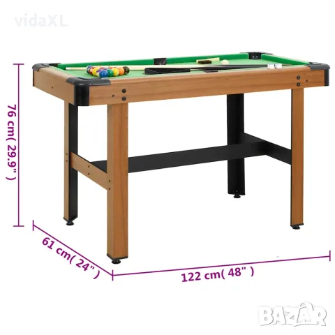 vidaXL Билярдна маса, 4 фута, 122x61x76 см, кафява, снимка 7 - Дартс - 56148389