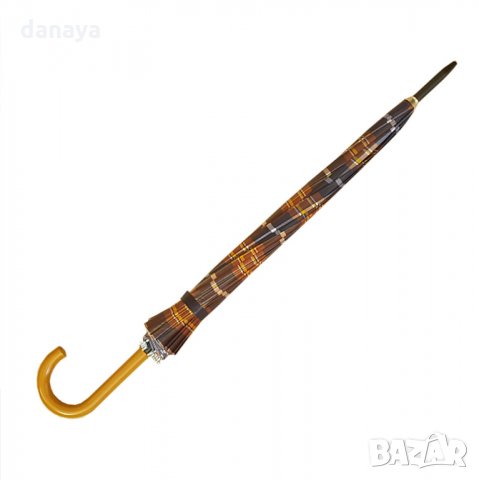 1763 Класически чадър за дъжд с принт на цветя и карета, 16 спици, снимка 4 - Други - 30538400