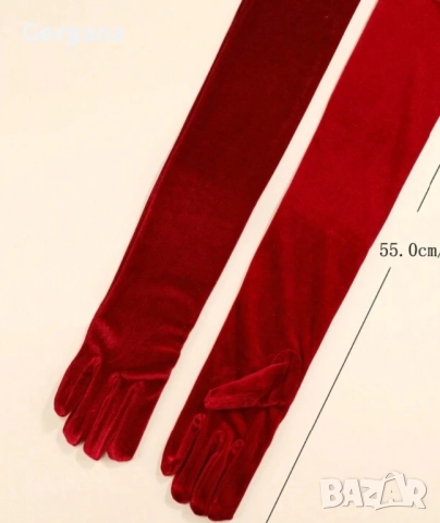 дълги ръкавици от кадифе, снимка 3 - Ръкавици - 52633184