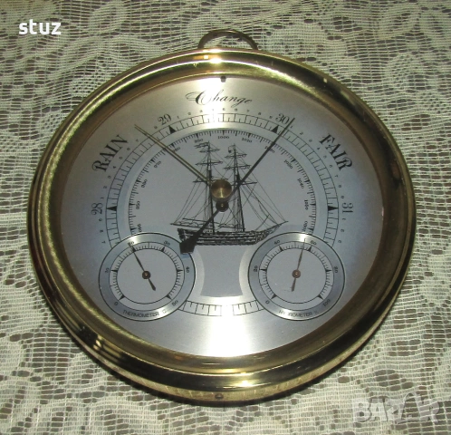 Голям троен уред за стена, барометър, влагомер и термометър, снимка 3 - Декорация за дома - 54149538