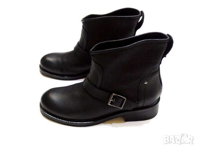 НОВИ и Намалени! G-Star Leon Boots Black Дамски Боти Естествена Кожа + Деним Номер 39, снимка 6 - Дамски боти - 35355026