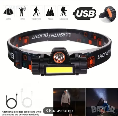 Челник зарежсащ се през УСБ лек и удобен водоустойчив мощен регулируем НОВ Комплект