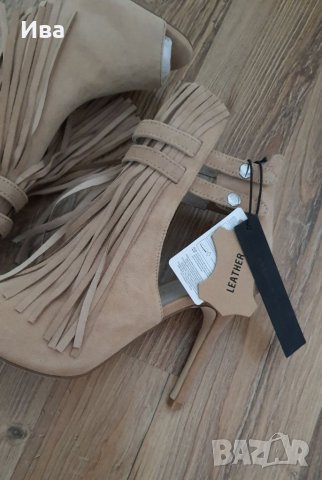 Дамски бежови сандали естествен велур RESERVED 38 номер , снимка 3 - Сандали - 36914495