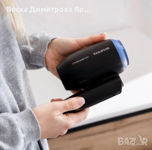 Сешоар за пътуване Studio Glow 1500 – 1400W, сгъваем, двоен волтаж, 2 скорости, снимка 3 - Сешоари - 51664723