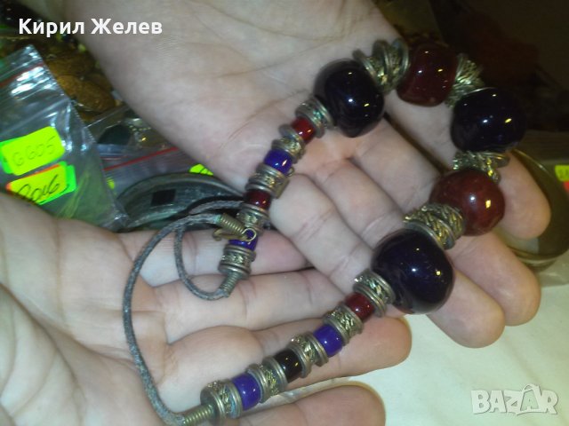 СТАРИННО КОЛИЕ БРОНЗ и МУРАНО ВЕНЕЦИАНСКО СТЪКЛО УНИКАЛНА РЪЧНА ИЗРАБОТКА 4001, снимка 9 - Колиета, медальони, синджири - 29637436