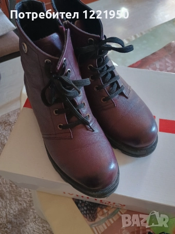 БОТИ бордо етествена кожа, снимка 3 - Дамски боти - 52353449