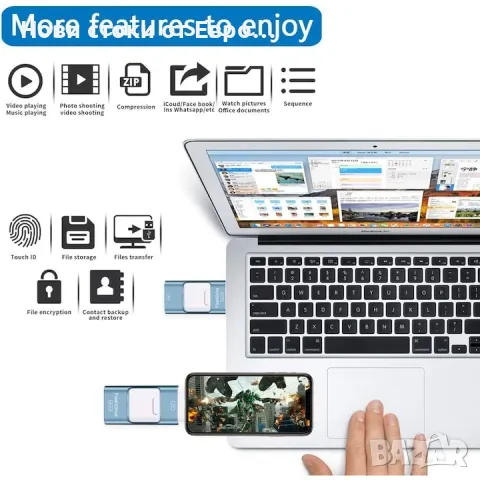 USB памет 256 GB 4 в 1, Флашка за Android и IOS, с USB C, Micro USB, Apple Lightning, OTG, снимка 5 - Друга електроника - 49383838