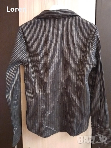 *Poriento*Дамска риза черна със сребристи раета, снимка 4 - Ризи - 52580352