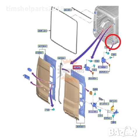 Задна панта врата "дясна долна 270 градуса" за Ford Transit след 2014 год., снимка 3 - Части - 52721147