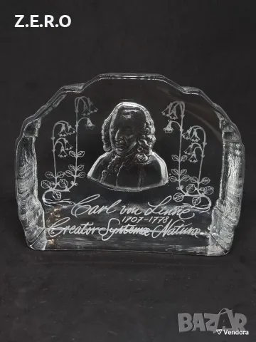 Винтидж преспапие от кристално стъкло Carl von Linné ново, снимка 2 - Антикварни и старинни предмети - 56118067