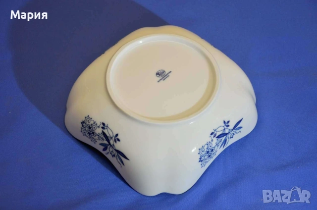 Квадратна порцеланова купа Декор син лук, снимка 2 - Прибори за хранене, готвене и сервиране - 53033226
