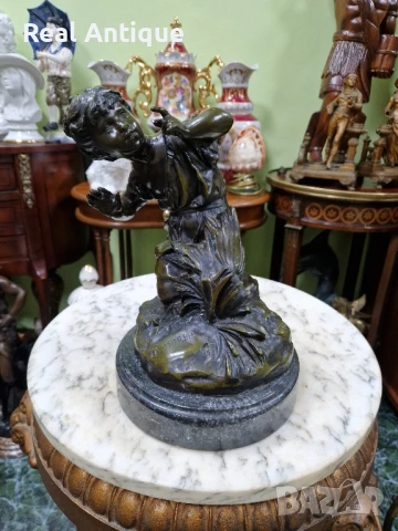 Уникална антикварна авторска френска бронзова фигура статуетка скулптура , снимка 2 - Антикварни и старинни предмети - 50644942