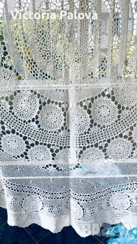 Красива плетена покривка цвят екрю 165см, снимка 7 - Покривки за маси - 52062462