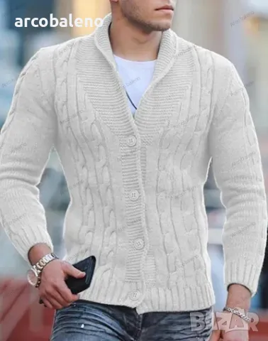 Мъжка плетена жилетка, 7цвята , снимка 7 - Якета - 47289958