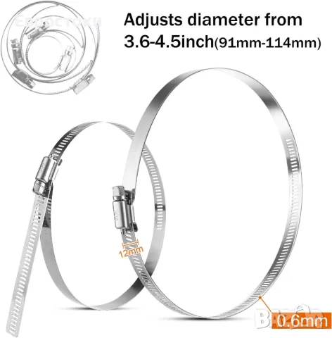 Цена: 5 лв. за комплект от 6 скоби MIAHART 4-инчови скоби за маркуч. Комплект от 6 броя регулируеми , снимка 5 - Други инструменти - 48550357