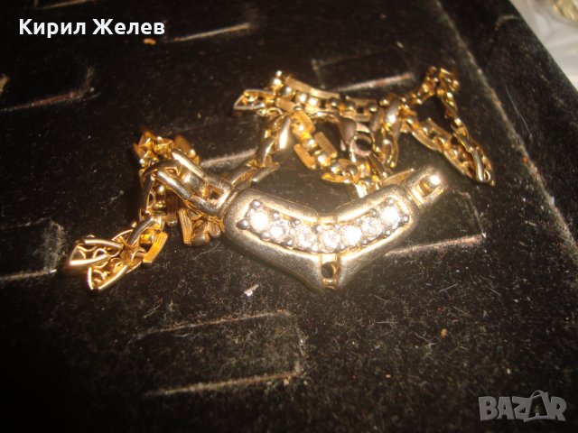 ПОЗЛАТЕНО БРОНЗОВО ВИНТИДЖ РЕТРО АРТ КОЛИЕ с ИНКРУСТИРАНИ ЦИРКОНИ 20497, снимка 10 - Колиета, медальони, синджири - 33846833