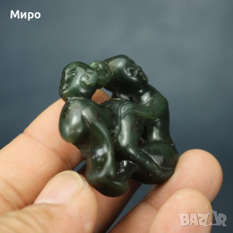 НЕФРИТ СТАТУЕТКА ТАЛИСМАН АМУЛЕТ ЕРОТИКА ЕРОТИЧНА СЦЕНА , снимка 5 - Антикварни и старинни предмети - 40737351