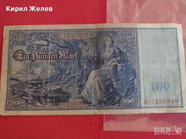 Райх банкнота 100 марки 1910г. Германия рядка за колекционери 28291, снимка 10 - Нумизматика и бонистика - 37144515