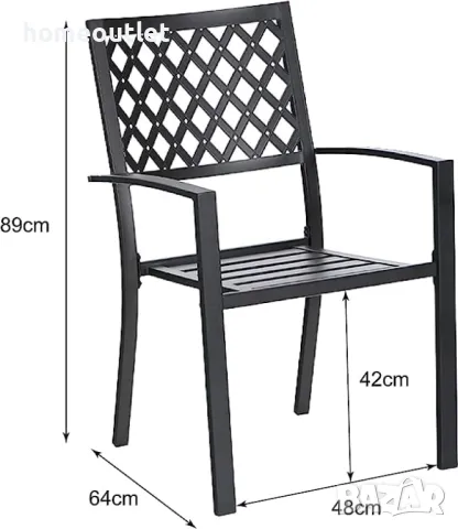 ПРОМОЦИЯ Метални градински столове, к-т от 2 бр. PHIVILLA E02GF0701-059-01N, снимка 5 - Градински мебели, декорация  - 50094956