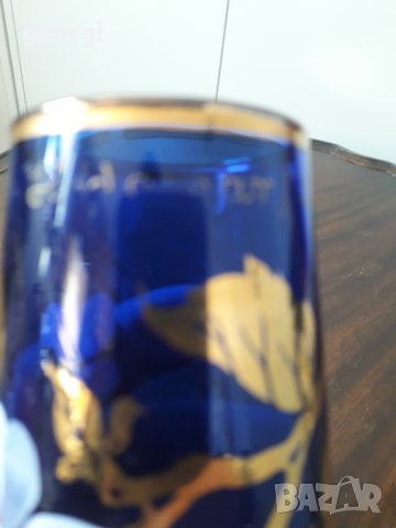 Стъклена цветна ваза с позлата , снимка 4 - Колекции - 31761666