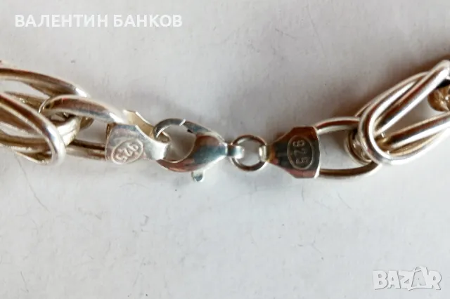 Масивен сребърен синджир с ''Кралска плетка'' (King chain)/ ''Византийска плетка'', снимка 3 - Колиета, медальони, синджири - 49648180