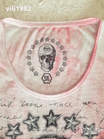 Оригинална дамскa тениска Philipp Plein, снимка 3 - Тениски - 48700291