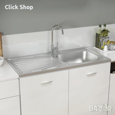 Кухненска мивка със сифон, сребриста, 1000x500x155 мм, инокс