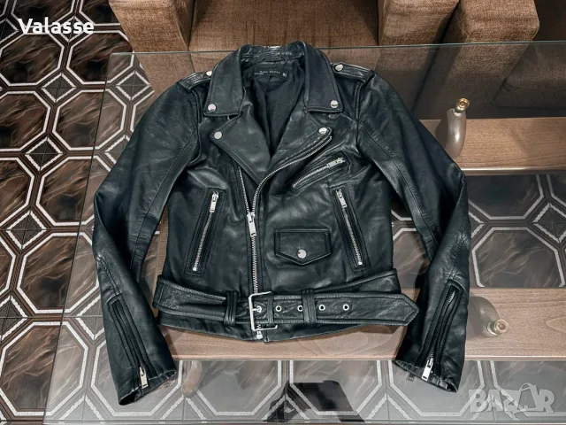 Естествена кожа Zara дамско байкър яке размер S/36