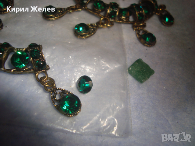 СТАРИ СКЪПОЦЕННИ МЕСИНГОВИ АРТ ДЕКО СТИЛ РЕТРО ОБЕЦИ с ФАСЕТИРАНИ КАМЪНИ ОЛИВИН и ЯСПИС 4121, снимка 4 - Обеци - 36512424