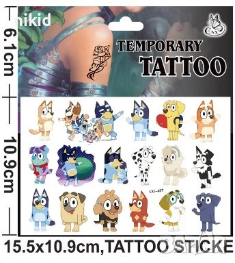 Блуи и Бинго Bluey and Bingo Tattoo татос татуировка временна детска татоси детски татоси татуси