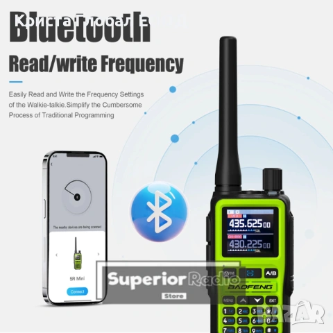 HIT! 2бр. Baofeng UV-5R Mini – Bluetooth, USB-C, VHF/UHF AM (Aviation), 999 Канала, снимка 2 - Друга електроника - 54004583