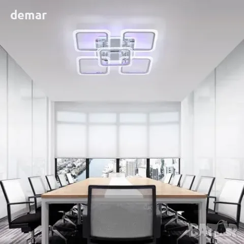 Модерен квадратен LED плафон 56 x 56 см с дистанционно, снимка 6 - Други стоки за дома - 56330061