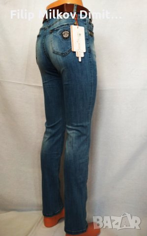 ДАМСКИ СИНИ ДЪНКИ С КАФЯВ КОЛАН. , снимка 6 - Дънки - 31461623