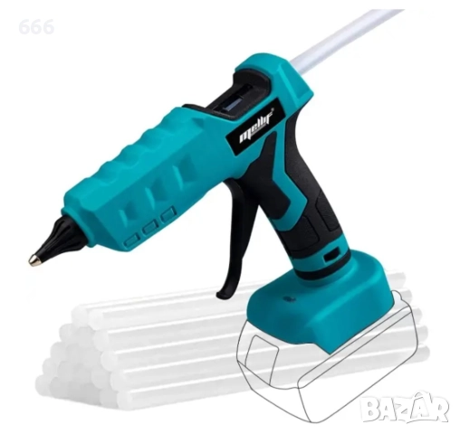 Безжичен пистолет за горещо лепене, съвместим с батерия Makita 18V
