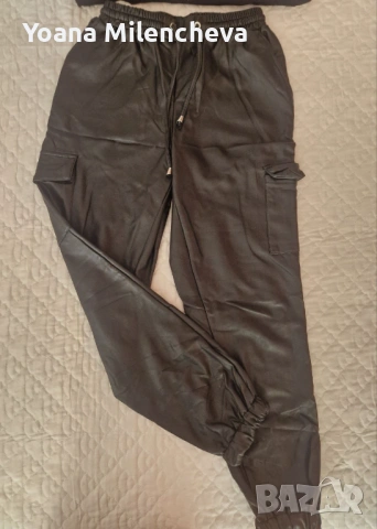 baggy jeans изкуствена кожа плюс тениска пожелание в комплект, снимка 4 - Тениски - 53911260