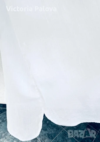 Бяла ленена рокля-риза H&M, снимка 10 - Рокли - 51109805