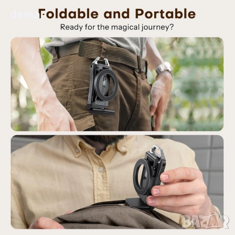 OMOTON TP02 Pro 360° въртящ се MagSafe статив, с 1/4" винт и Arca Swiss плоча, снимка 9 - Селфи стикове, аксесоари - 53281327