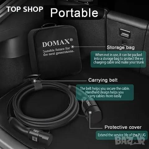 Нов Кабел за зареждане тип 2 EV 22 kW 5 метра за електрически превозни средства, снимка 6 - Части - 49956870