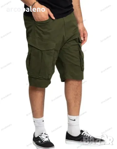 Мъжки едноцветни ежедневни карго панталони с много джобове, 5цвята, снимка 5 - Къси панталони - 40810704