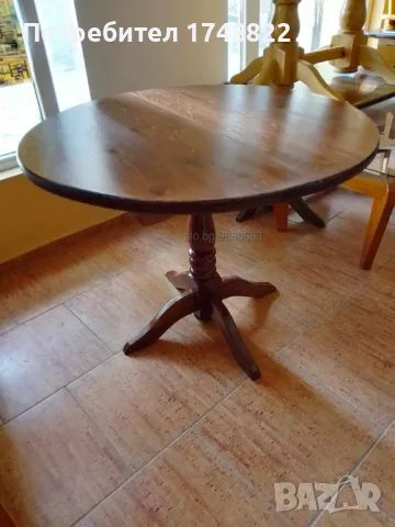 Разтегателна кухненска маса Ф 100, байц, снимка 3 - Маси - 47863358