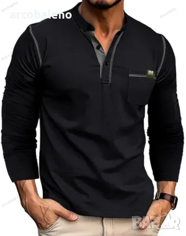 Мъжка тениска с дълъг ръкав Henley, 6цвята , снимка 16 - Тениски - 48319076