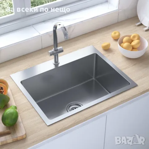 Ръчно изработена кухненска мивка с отвор за смесител, инокс Код P314, снимка 2 - Мивки - 49788695