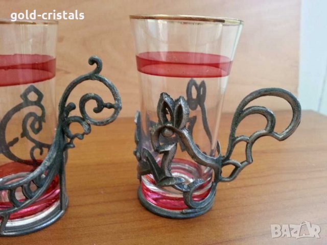  Руски чашки  стакани подстакани стъкло и метал , снимка 6 - Антикварни и старинни предмети - 30295603