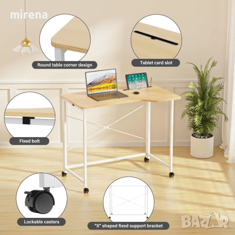 Сгъваемо бюро с колелца, компютърна маса с отделения за карти 18, снимка 8 - Бюра - 51657106