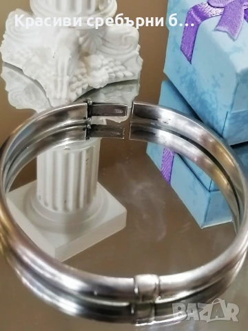 Твърда сребърна гривна , сигурно закопчаване, снимка 4 - Гривни - 53892445