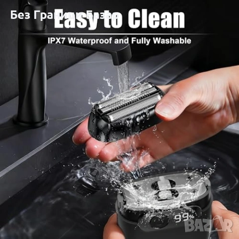 Нова Безжична електрическа самобръсначка 3 глави, 90 мин работа, USB-C, снимка 7 - Електрически самобръсначки - 53375270