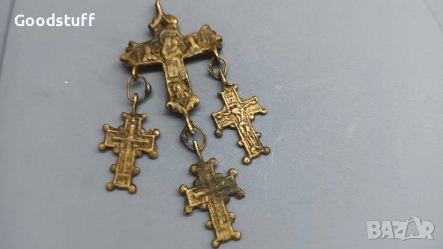 Бронзов възрожденски накит,кръст, Богородица, Исус, снимка 6 - Антикварни и старинни предмети - 52549102